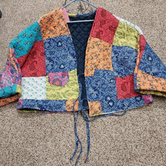 3752 Size XL / 1X Cropped Quilted Bog Coat In Red and Blue,Green, Orange. - Picture 2 of 8